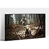 Jesus & Lamb Canvas Wall Art, Jesus Running After Lost Lamb Picture Canvas Print, Modern Christian Wall Art for Home Living Room Bedroom Decor, Framed Religious Painting Christ Poster 12x18 Inches