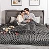 WOOMER Electric Heated Blanket, 90"x 100" King Size Heating Blanket, Rose Flower Patterns Faux Fur & Soft Sherpa, 4 Heating Levels & 4H Auto Off, ETL Certified, Machine Washable, Dark Grey