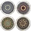 Carpet Coasters, Set of 4 Turkish Rug Style Table Drink mats, Absorbent Kitchen and Dining Accessories, Spill & drip Protection, Round