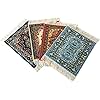 Rug Coasters, Set of 4 Turkish Carpet Style Table Drink mats, Absorbent Kitchen and Dining Accessories, Spill & drip Protection, Rectangular