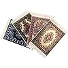 Carpet Coasters, Set of 4 Turkish Rug Style Table Drink mats, Absorbent Kitchen and Dining Accessories, Spill & drip Protection, Rectangular