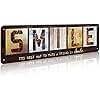 SOYAVE Home Inspirational Wall Art, Family Smile Metal Sign, Retro Artwork Decoration for Bedroom, Living Room & Home Wall Decor (4 x 16 inch, SMILE)