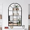 HQiJun Wall Mirror Window Decorative Mirrors Arched Farmhouse for Living Room Bedroom Entryway Bathroom Vanity (Black,41.3”x 24” x1”)