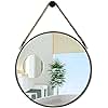 POZINO Round Mirror, Rope Hanging Mirror, 15 Inch Farmhouse Circle Wall Mirror for Bathroom Bedroom Living Room Entryway Home Decor, Grey