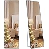 SONGMICS Full Length Mirror, 63 x 20 Inches, Rectangle Full Body Mirror with Stand, Aluminum Alloy Frame Floor Mirror, Tempered Glass, for Bedroom, Living Room, Cloakroom, Ink Black ULFM030B01