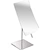 Hamilton Hills Table Top Mirror with Stand - 5X Magnified Silver Polished Stainless Steel Rectangular Makeup Mirror - Counter Top Mirrors - Magnifying Vanity Mirror with Adjustable Easy Positioning