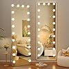 Hasipu 63" x 20" Hollywood Full Length Mirror with Lights, Led Mirror Full Length, Tempered Glass Mirror Full Length with Stand Wall Mounted and Floor Standing Mirror Dimming & 3 Color Modes-UL- White