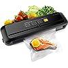 KOIOS Vacuum Sealer Machine, 90Kpa Automatic Vacuum Air food sealer/Built-in Cutter Starter Kit, Dry & Moist Food Preservation Modes, Pulse Function, LED Indicator Lights, Black