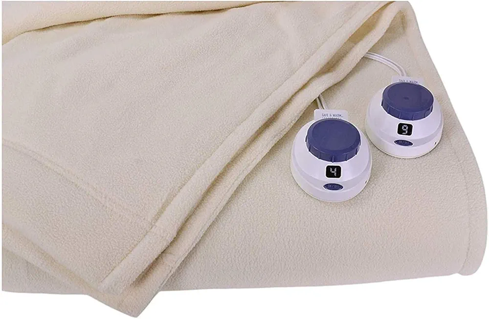 SoftHeat Luxury Micro-Fleece Heated Electric Blanket with Safe & Warm Low-Voltage Technology, Queen, Natural