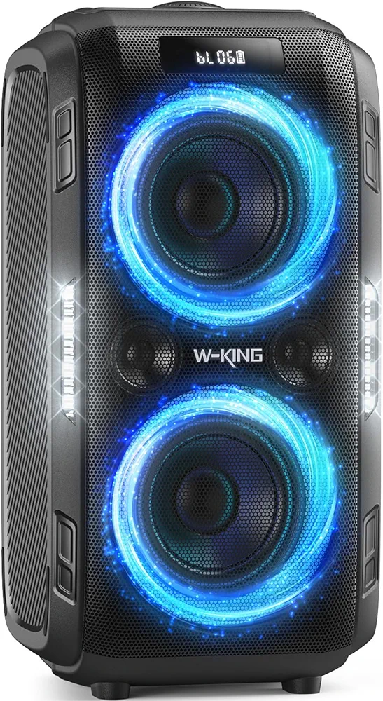 W-KING 250W PEAK Party Large Bluetooth Speaker Loudest Boom Box/Massive 120dB/12 Custom Bass, Big Portable Speaker Wireless, Super Bass/6.5'' Subwoofer/IPX5/MIC&Guitar in/USB/TF/AUX, Removable Battery