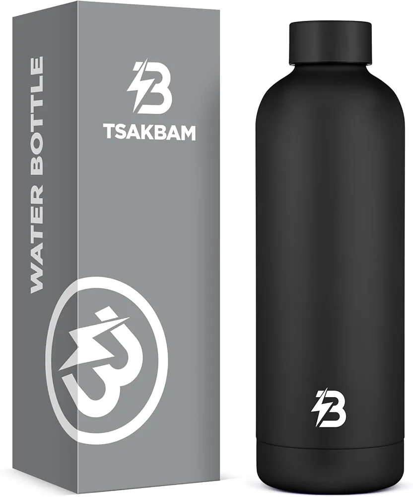 Insulated Water Bottle with Lid, 25 oz Reusable Leak-Proof Metal Stainless Steel Water Bottles for Travel, Sports, Gym, Outdoor (Black)