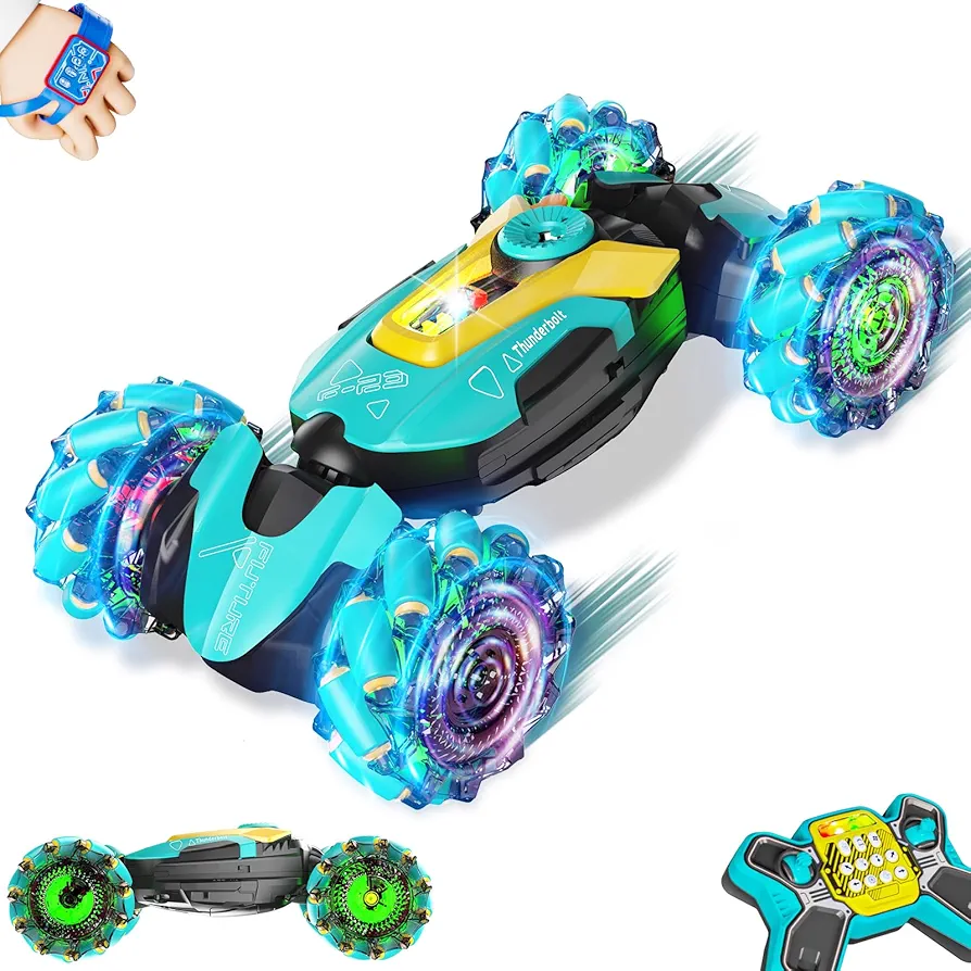 Gesture Sensing RC Stunt Car,Remote Control Car Toys for Ages 5-7-13,with Lights Music Spray,4WD 360° Spins All Terrains Kids Toys RC Cars,3-6 Year Old Boy Birthday Gift & 3-12 Best Gift for Kids