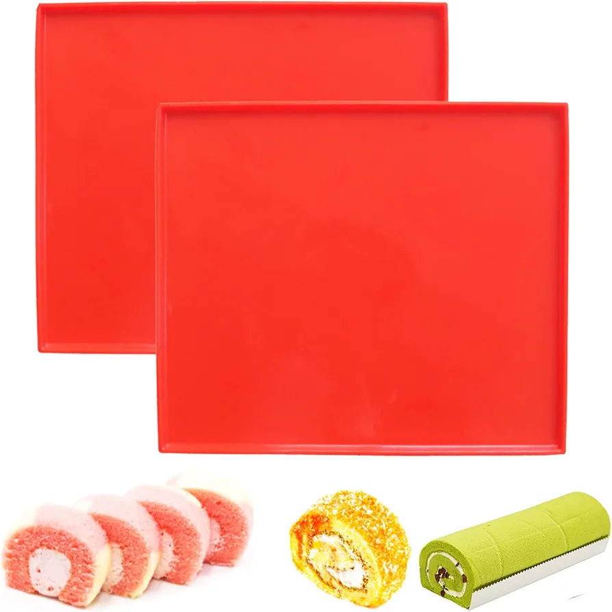 YUANAIYI Swiss Roll Cake Mat - Flexible Multipurpose Silicone sheet Nonstick jelly roll pan Baking Tray Pastry Mat Pizza Cookies Mold（set of 2）