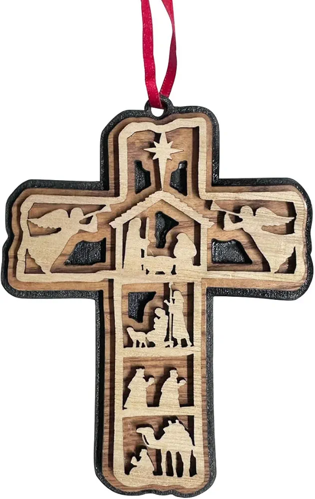 Cross Ornaments for Christmas Tree - Christian Christmas Decor - Religious Christmas Ornaments - Christmas Tree Ornaments - Cross Ornament for Christmas Tree - Nativity Christmas Ornaments