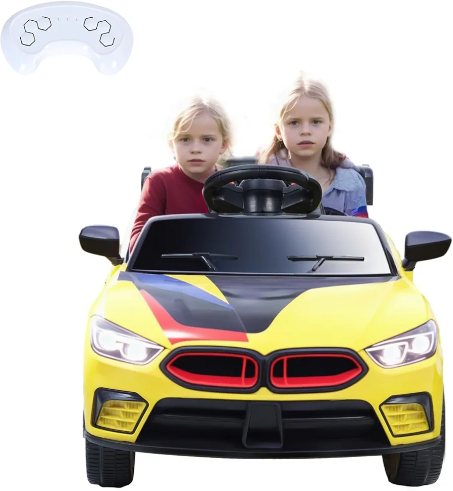 Remote Control Car for Toddlers 1-3, Kids Ride On Car, 4-Wheels Quad Kids Electric Car, Toddler Electric Racing Car with LED Headlight, Electric Car for Kids with Music Function, Instrument