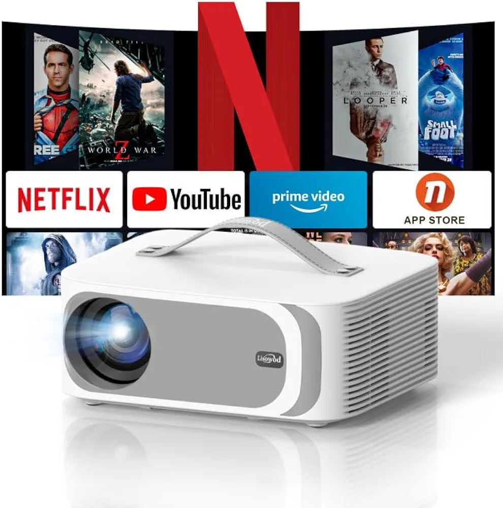 [Netflix-Licensed&Dolby Audio]Projector-4K with WiFi 6&Bluetooth, Lisowod Native 1080P 800ANSI Outdoor Portable-Projector, Electric Focus 4D/4P Keystone Smart Projector with Netflix/YouTube/PrimeVideo