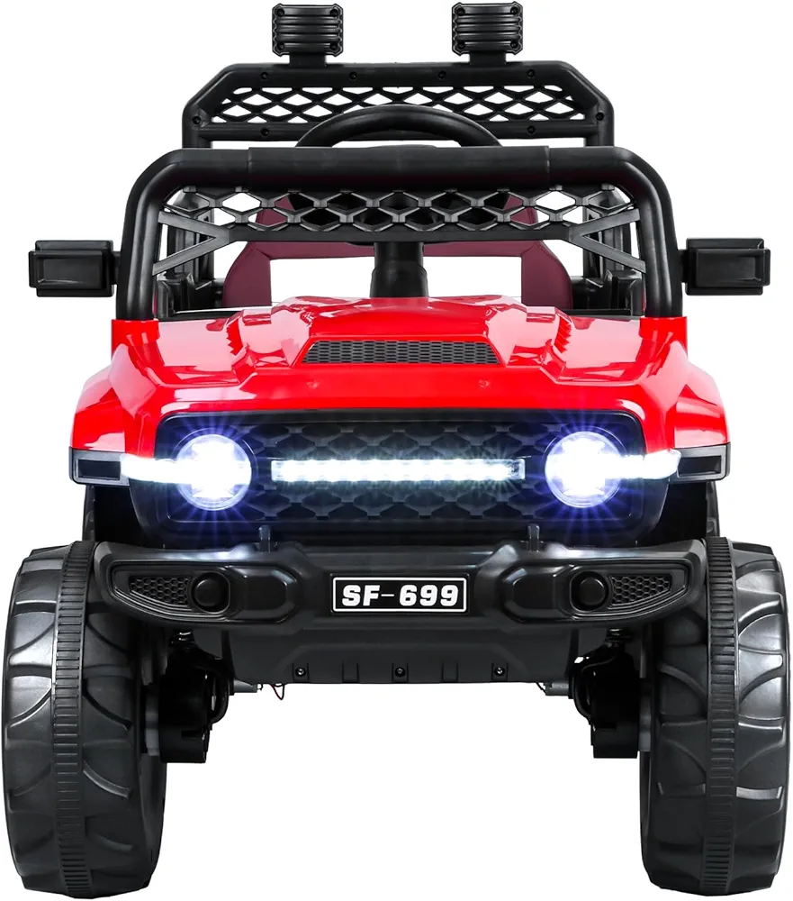 Kids' Electric Vehicles, 12V Kids Ride On Car, Electric Vehicles for Kids Ages 3-6, 4Wd 2-Seats Side by Side Ride On Toys Car, ATV Play Car, Off-Road Battery Powered Electric Car Ride On V