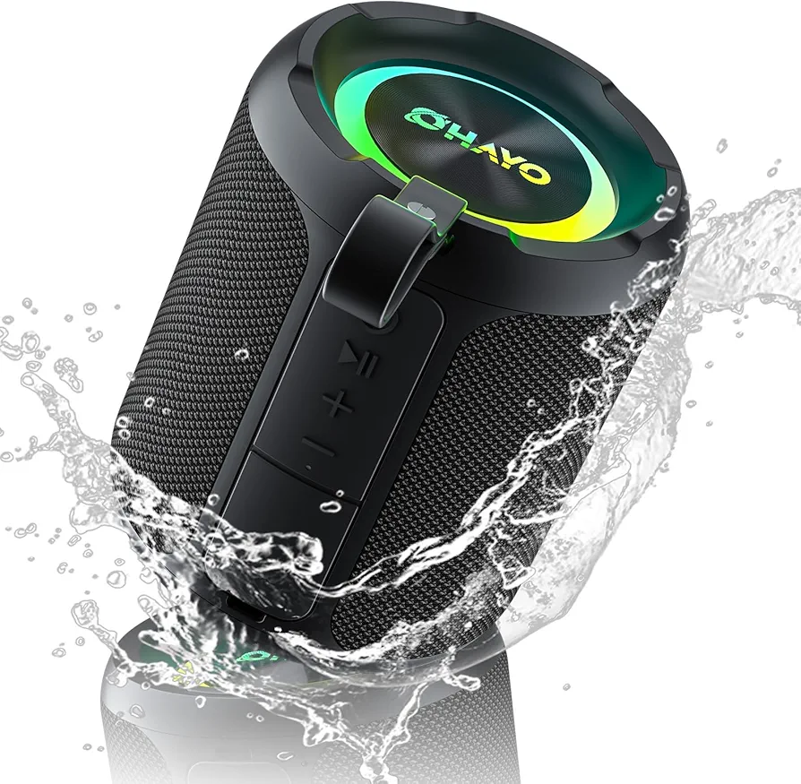 OHAYO 40W Wireless Portable Bluetooth Speaker with Lights, IPX7 Waterproof, Stereo Loud Sound, RGB Lights,TWS Pairing, AUX&TF-Card in, for Home/Party/Travel/Outdoor/Beach