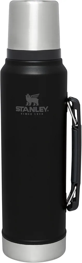 Stanley Classic Vacuum Insulated Wide Mouth Bottle - Matte Black - BPA-Free 18/8 Stainless Steel Thermos for Cold & Hot Beverages - 1.1 QT