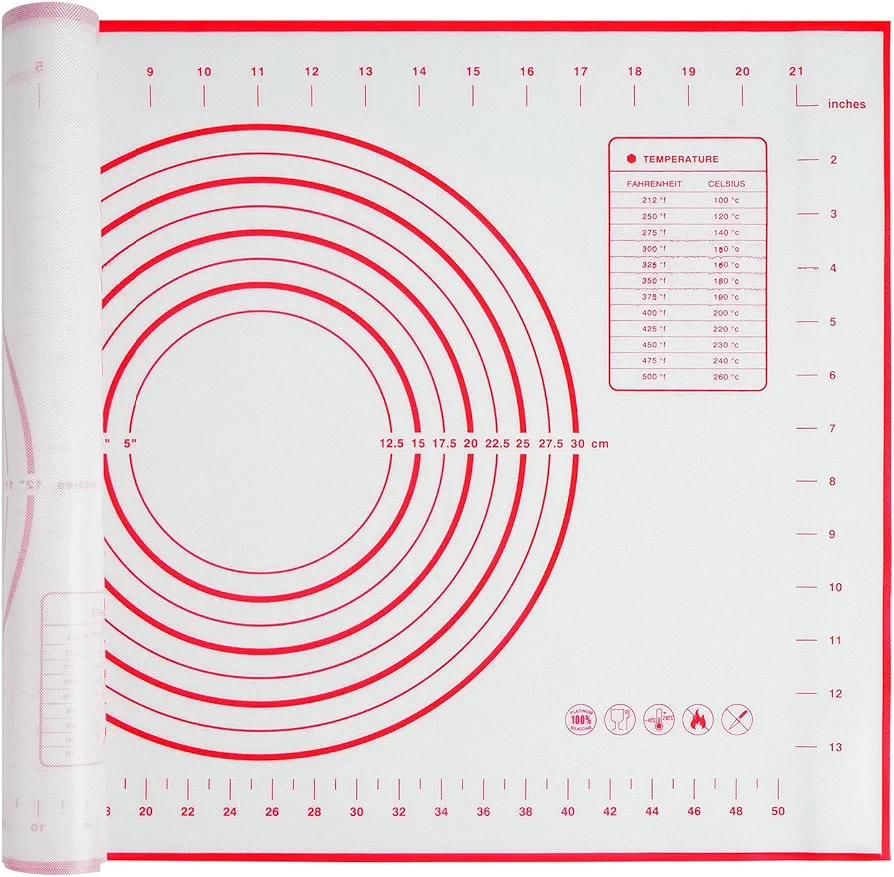 Large Silicone Baking Mat, 16" x 24" Pastry Mat Baking Mats Silicone for Rolling Out Dough Non Slip, Dough Mat Pie Crust Rolling Mat Fondant Mat Oven Liner with Measurement