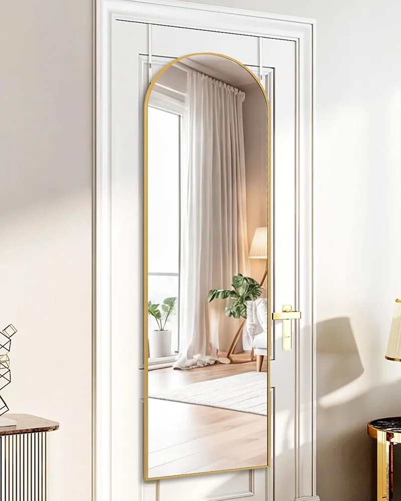 Full Length Door Mirror, Mirror Full Length Door Hanging, Over The Door Mirror, 48"x14" Bathroom Gold Door Mirror, Long Mirror for Bedroom Living Room(Gold)