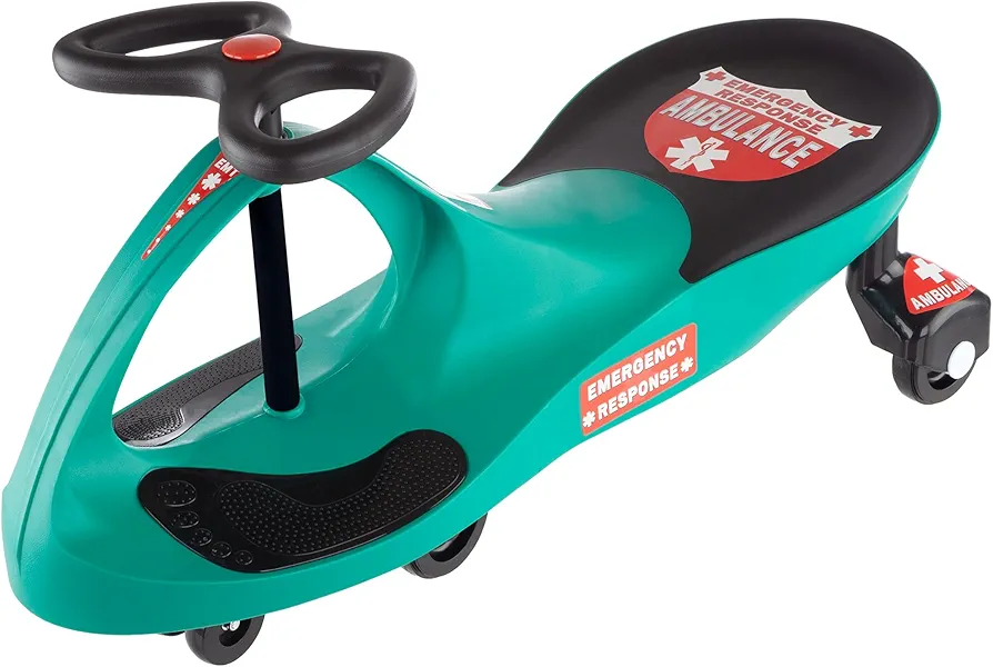 Wiggle Car - Ambulance Ride on Toy for Ages 3 Years and Up with No Batteries, Gears, or Pedals Just Twist, Wiggle, and Go by Lil’ Rider (Green)