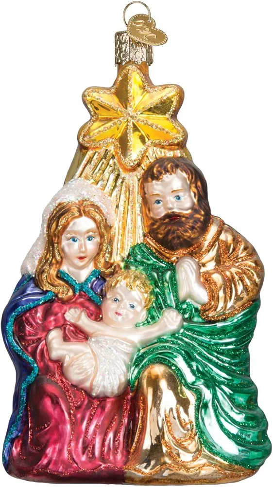 Old World Christmas 10132 Spiritual Gifts Glass Blown Ornaments for Christmas Tree Holy Family with Star