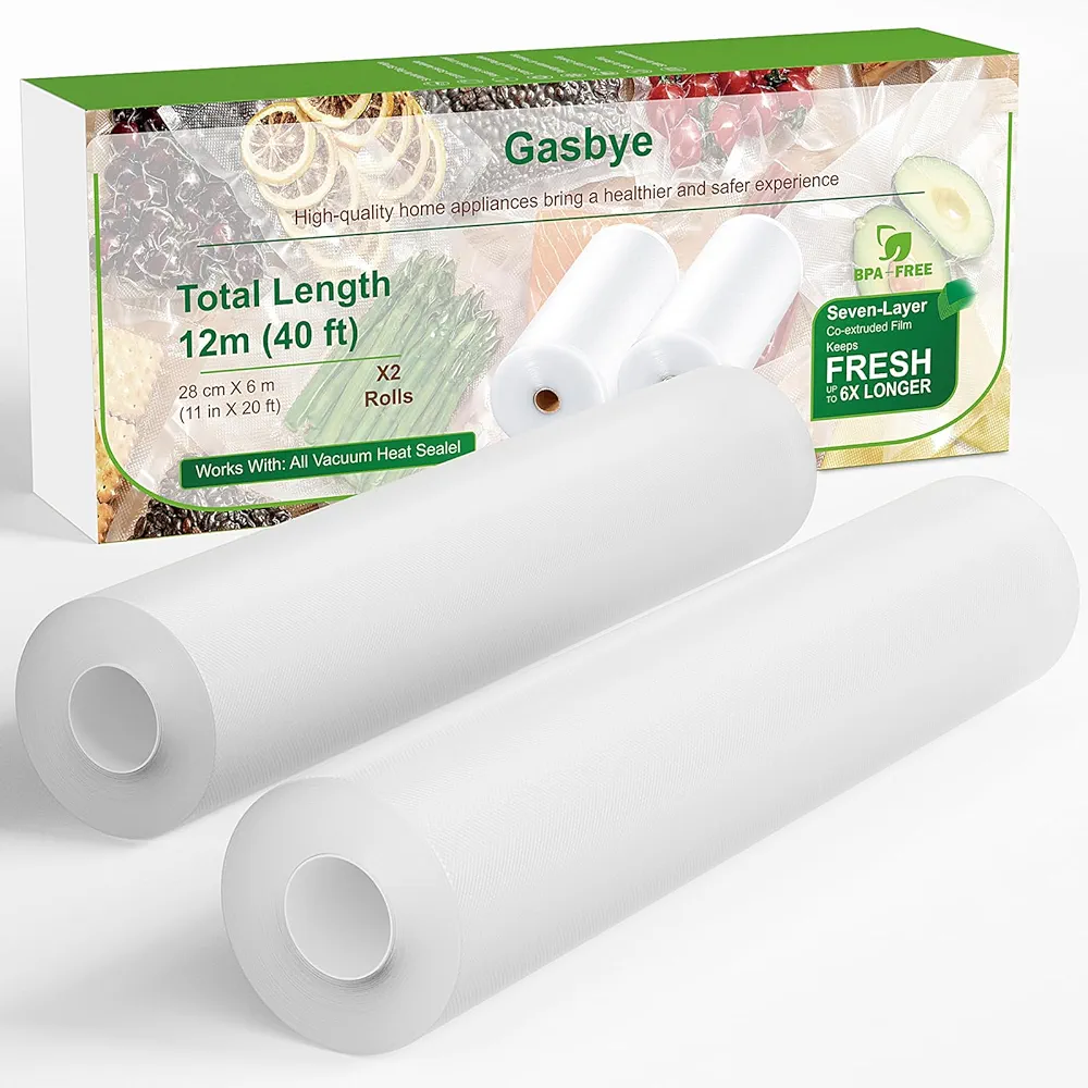 Vacuum Sealer Bags, 2 Pack 11"x 20' Rolls Bags, BPA-Free Commercial Grade, Durable Customized Size for Airtight Food Storage, Meal Prep or Sous Vide Cooking