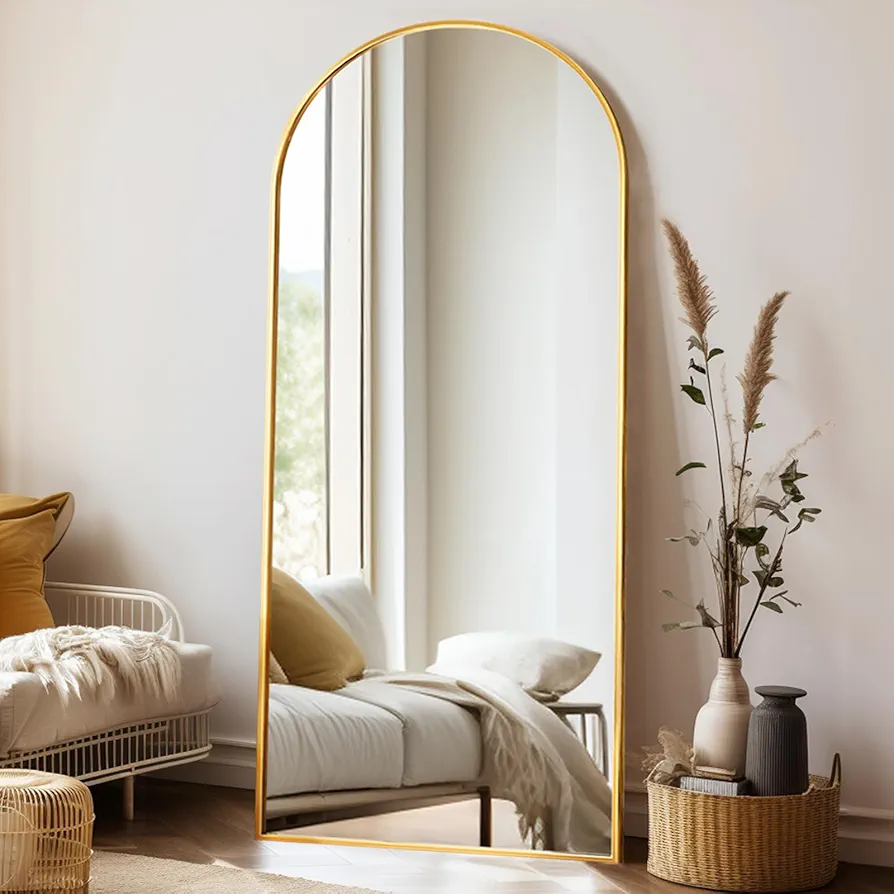 Large 71"x30" Arched Full Length Mirror, Gold Mirror Full Length Floor Mirror Standing for Bedroom, Living Room, Wall Mounted Mirror Full Body Mirror Hanging or Leaning, Gold