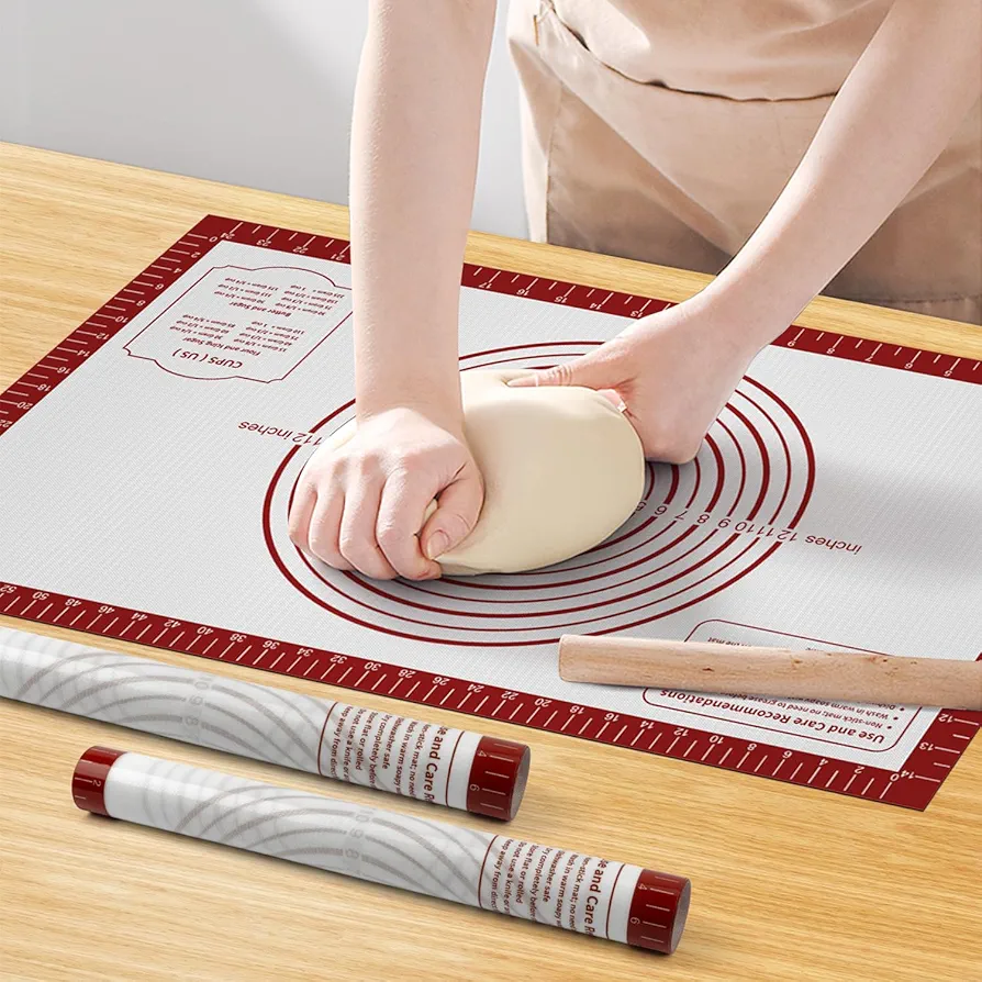 Silicone Baking Mat, Non Stick Pastry Mat Sheet for Dough Rolling, Nonslip Fondant/Pie Crust Mat, Counter Mat Oven Liner Mat for Making Cookies Macarons Bread Baking Supplies Extra Large 26 x 16 Inch