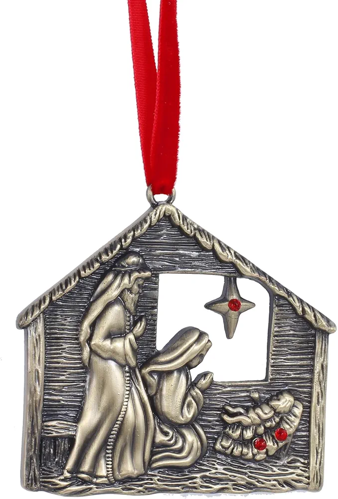 The Holy Family Christmas Ornament- Bronze Christmas Hanging Ornament - Metal Ornament for Christmas Tree - Nativity Christmas Ornaments for Christmas Tree Decorations Keepsake Gift(Nativity)