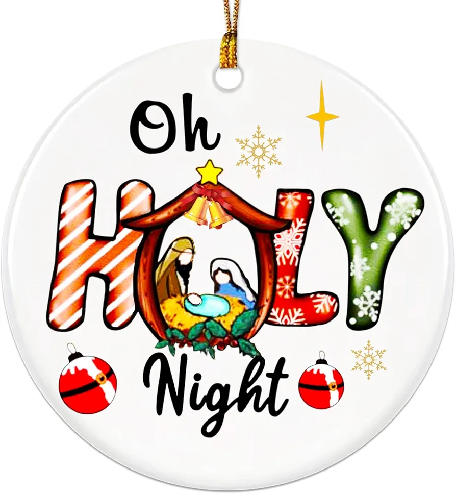 O Holy Night, Nativity Ornaments, Christian Ornaments for Christmas Tree, Baby Jesus Ornament, Religious Christmas Ornaments, Christian for Women