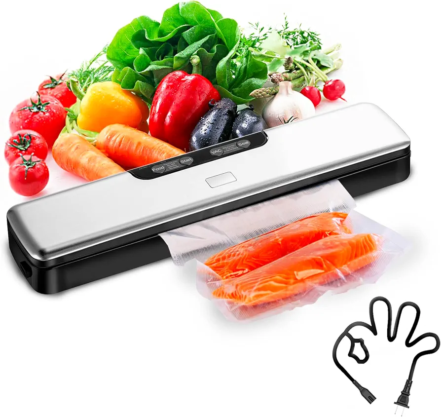 Vacuum Sealer Machine - Food Vacuum Sealer with Auto&Manual Options for Food Storage, 5 in1 Food Sealer Vacuum Sealer with Dry&Moist Modes, Includes 15PCS Storage Bags,1 Hose, 1Cutter (BTAP15)