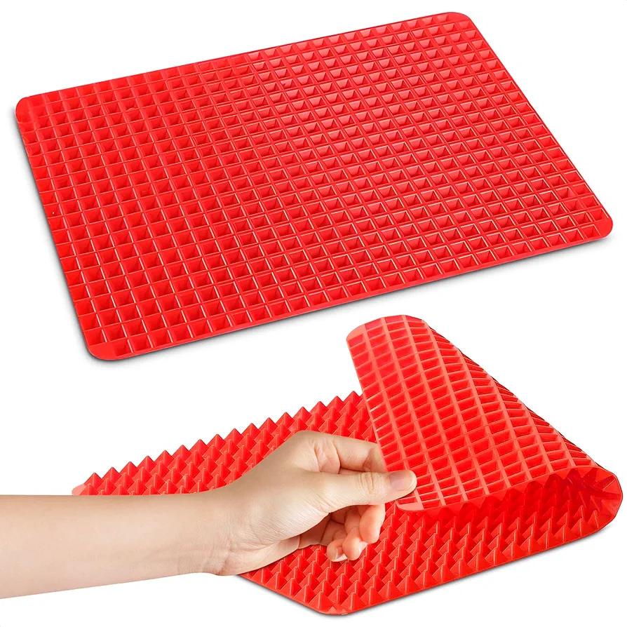 Silicone Baking Mat Red Pyramid - 16 X 11'' Silicone Cooking Mat Silicone Mats for Baking Silicone Baking Mats for Oven Silicone Oven Mat Silicone Baking Sheet Non Stick Baking Mat Oven Mats Bacon Mat