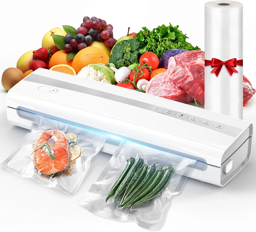 Vacuum Sealer Machine With Vacuum Sealer Bags, Dry/Moist Compact Full Automatic Food Sealer, Air Sealer Machine with Vacuum Seal Rolls, Bag Cutter, Vacuum Hose