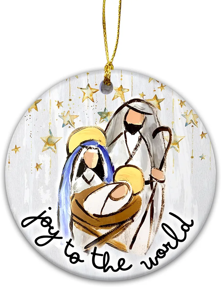 Nativity Religious Ornaments 2024 | Joy to The World Ornament 2024, Nativity Scene Ornaments, O Holy Night Ornaments 2024, Silent Night Birth of Jesus Ornament, Jesus Ornament (Bright Star)