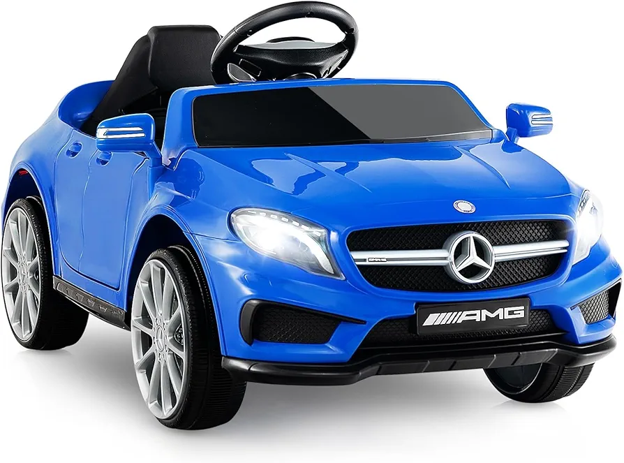 OLAKIDS Kids 12V Electric Ride On Car, Licensed Mercedes Benz GLA45 Vehicle for Toddler with Control Remote, Battery Powered Toy with Music, USB, MP3, 2 Speeds, Wheels Suspension, LED Lights