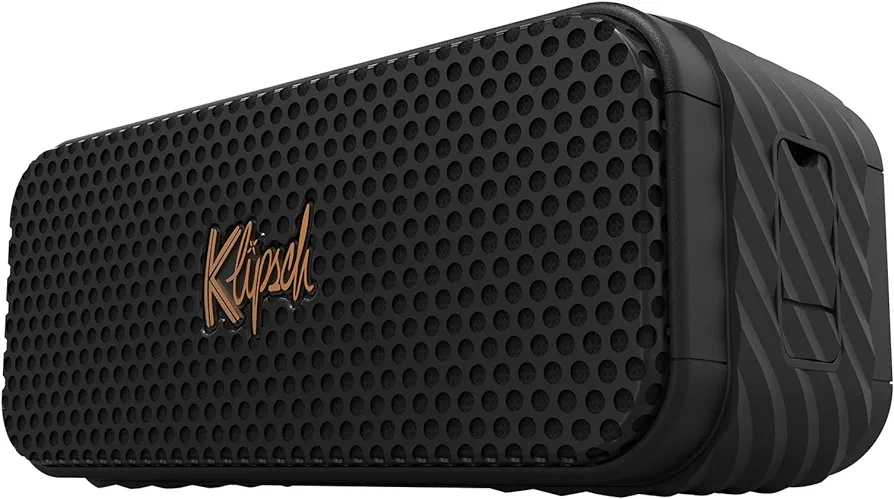 The Klipsch Nashville Portable Bluetooth Speaker with a 2.25" full range drivers for 360 degree audio, IP67 dust and waterproof rating, 24 hours of playtime for a premium live concert experience