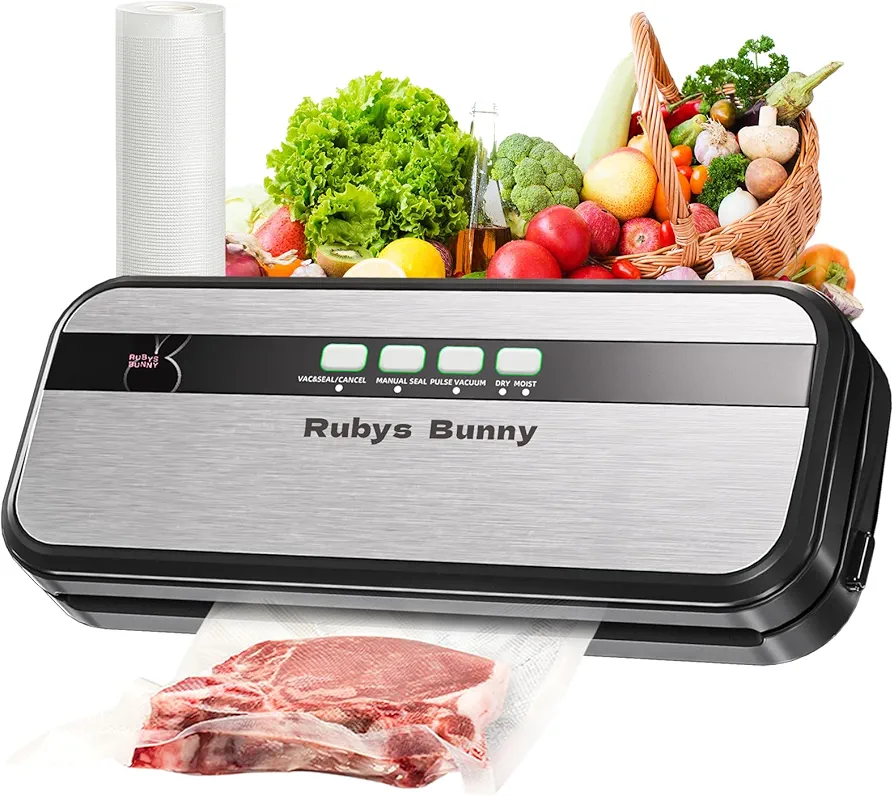 Vacuum Sealer Machine, 90kPa Powerful Precision Food Vacuum Sealer for Dry Food, Auto&Manual Options, Includes 1 Bag Rolls 8”x16’,Compact Design, Freshness Preservation and Sous Vide