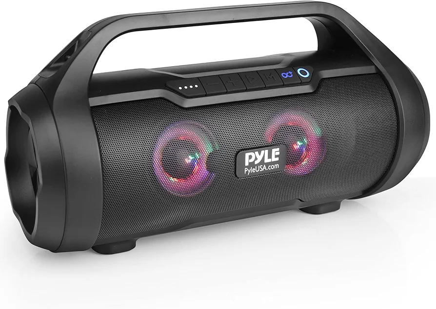 Pyle Wireless Portable Bluetooth Boombox Speaker - 40W Max 2.0CH Rechargeable Boom Box Speaker Portable Barrel Loud Stereo System with AUX Input/USB/SD/Fm Radio, 3" Subwoofer, Voice Control - PBMWP185