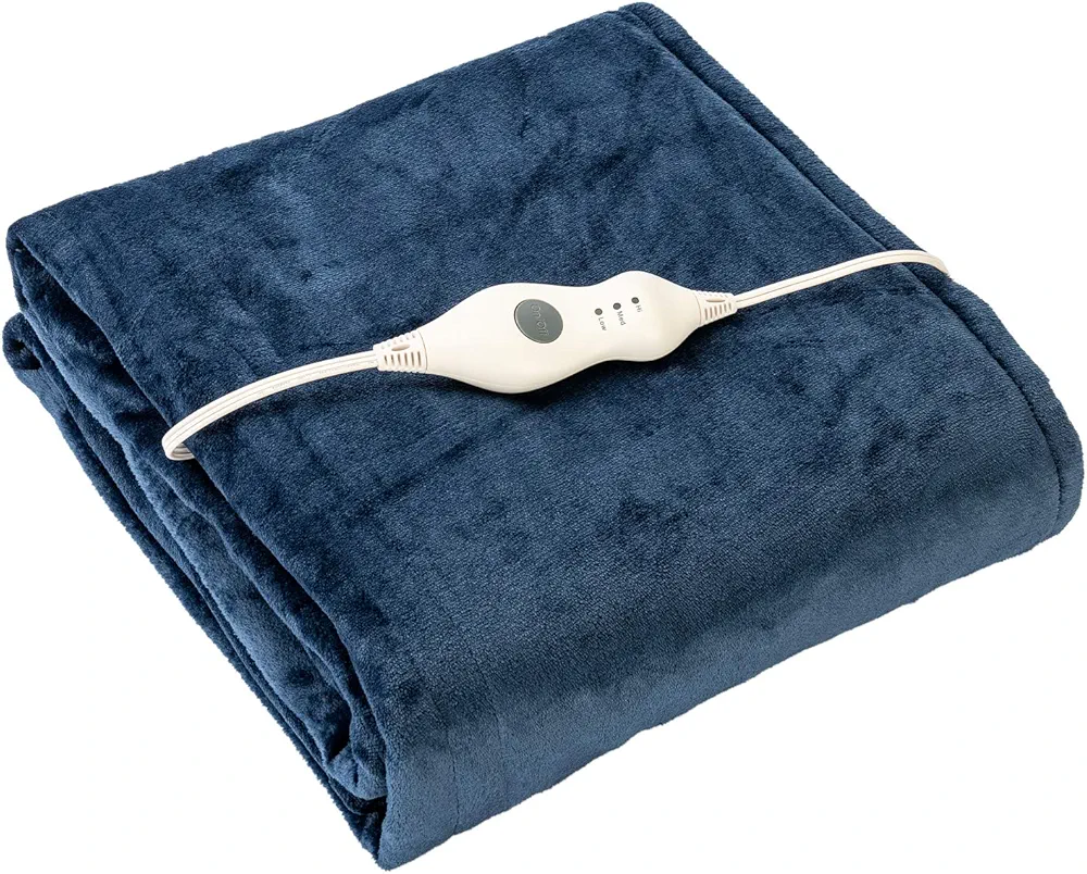 Tefici Electric Heated Blanket Twin,Super Cozy Soft 2-Layer Flannel 62" x 84" Heated Twin Size with 3 Heating Levels & 8 Hours Auto Off, Machine Washable, ETL&FCC Certified, Home Office Use, Blue