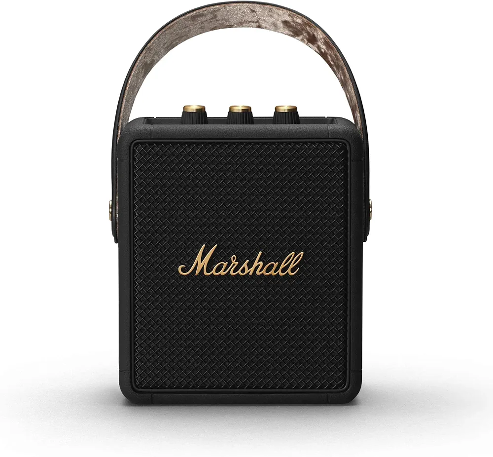 Marshall Stockwell II Portable Bluetooth Speaker, Black and Brass