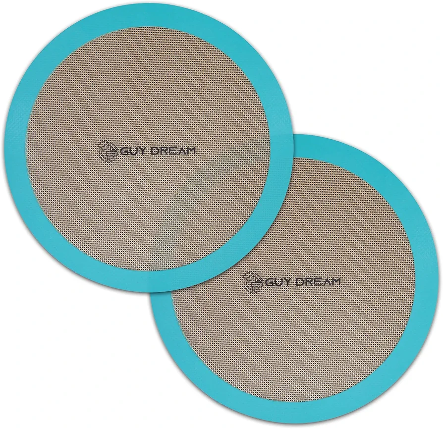 GUYDREMAT 12-Inch Silicone Baking Round Mats Set of 2 - Non-Stick, Heatproof Up to 480°F, Flexible for Large Pizza, Cakes, Pastries, Bread, Stackable Storage, Fits Toaster Ovens