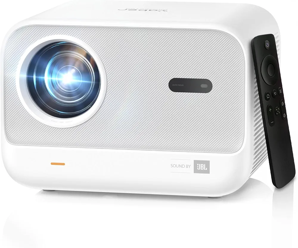 [Sound by JBL & 700ANSI] Yaber 1080P Projector with WiFi 6 and Bluetooth, [Seamless Autofocus] Portable Outdoor Movie Projector, Home Theater Projector for iPhone/TV Stick/HDMI/USB/Laptop/PS5-White