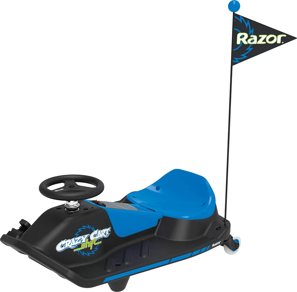 Razor Crazy Cart Shift for Kids Ages 6+ (Low Speed) 8+ (High Speed) - 12V Electric Drifting Go Kart for Kids - High/Low Speed Switch and Simplified Drifting System, for Riders up to 120 lbs