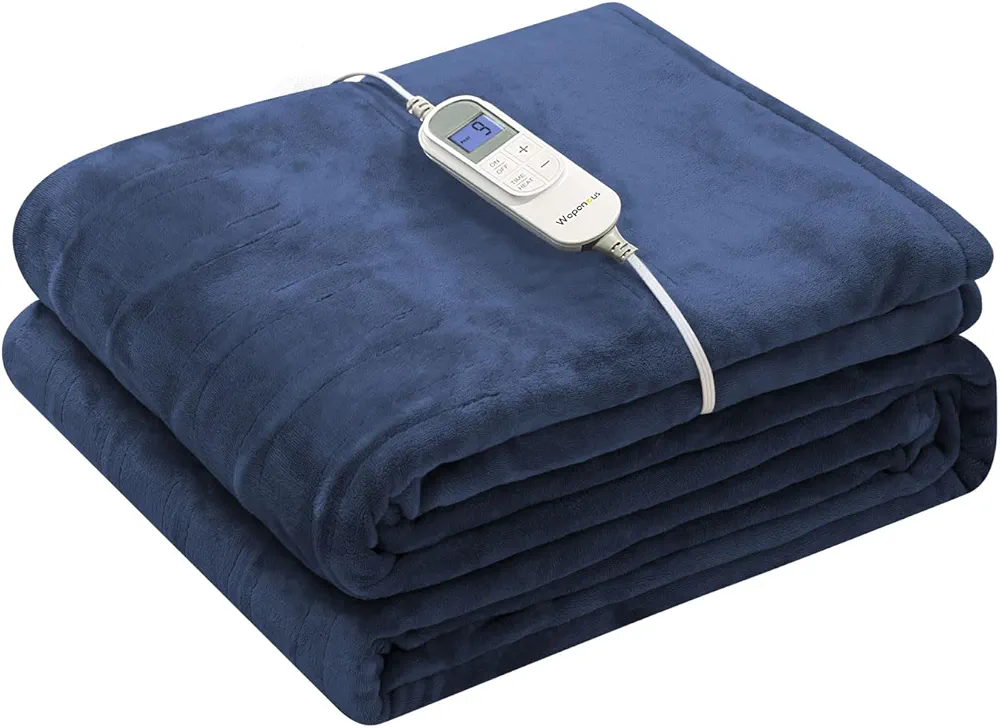 Wapaneus Heated Blanket Electric Blanket 72" x 84" Full Size with 10 Heating Levels and 12 Hours time Settings, Flannel Fast-Heating Electric Blanket, ETL Listed, Machine Washable, Blue