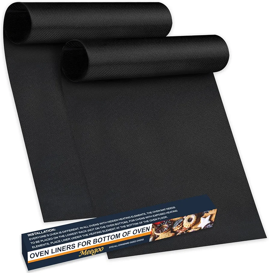 Meegoo Oven Liners for Bottom of Oven, 2 Pack Large Thick Heavy Duty Non-Stick Teflon Oven Mat Set, 15.74"x 23.62" BPA and PFOA Free Oven Floor Protector Liner, Kitchen Friendly Cooking Accessory