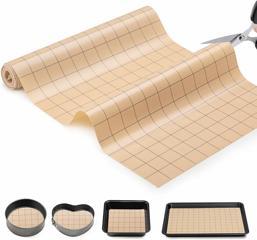 Silicone Baking Mat Roll, Non Stick Heat Resistant Baking Mats,No Slip Reusable Freeze Dryer Mat,Pastry Mat,Countertop Mat, Cut to size fit different Sharp Oven Pans Dishes Tins (Beige, 16in X5.25 FT)