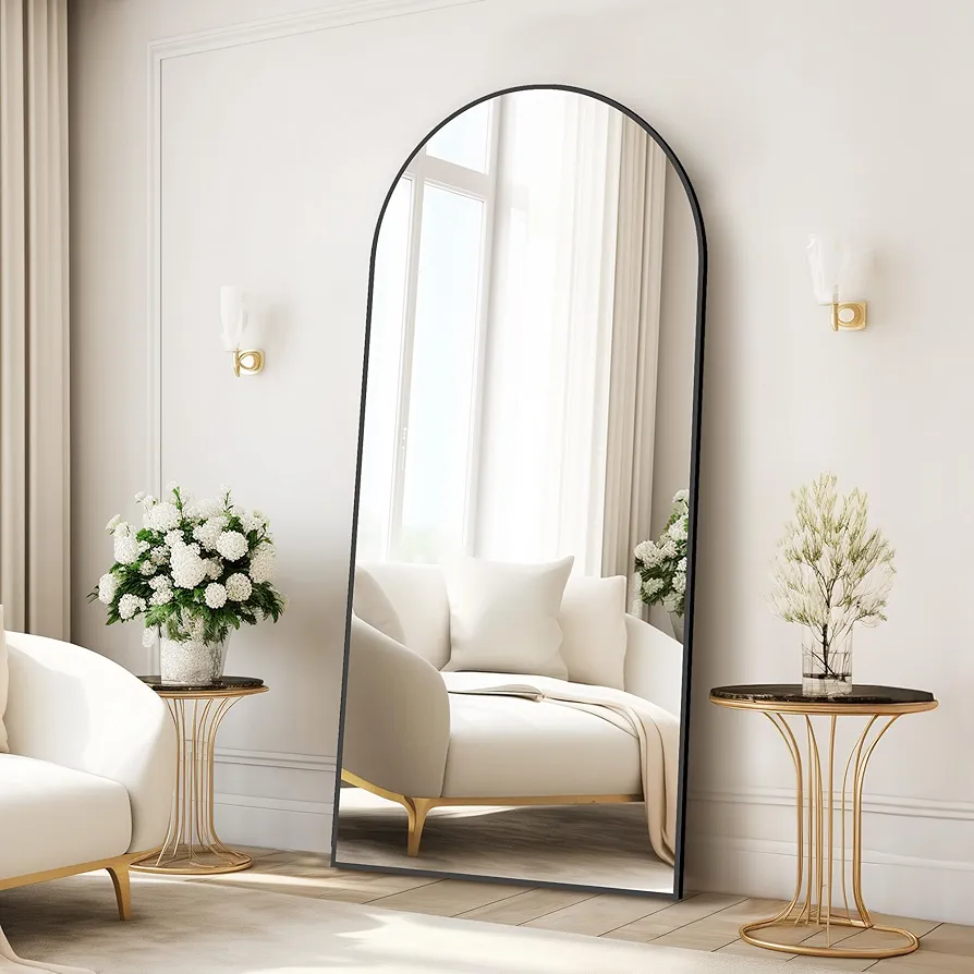 Full Length Mirrors 71"x32" Arched Full Body Mirror Gold Arch Mirror Arched Floor Mirror Bathroom Vanity Mirror Brushed Metal Frame Anti-Rust Tempered Glass for Bedroom Entryway, Living/Dressing Room