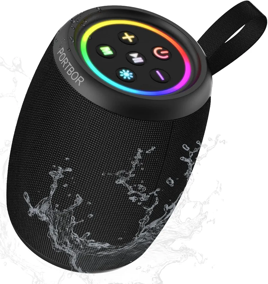 Bluetooth Speaker, Portable Wireless, Powerful Sound, with FM Radio/AUX Input, IPX5 Waterproof, TWS Pairing, for Outdoor Home Party, Birthday Gift